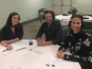 Benjamin Weiss (middle) joined co-hosts Jennifer Overstreet (left) and Katie McBreen (right)